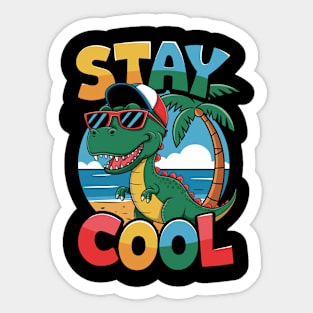 Stay Cool Dino Beach Kids Design Sticker